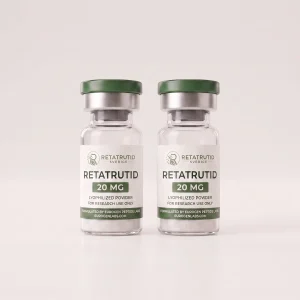 Bild på 2st retatrutid 20 mg vialer att köpa i Sverige.