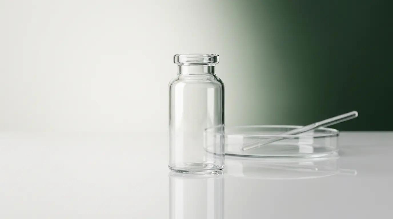Bild på peptid-vial i labb från Retatrutid-Sverige.